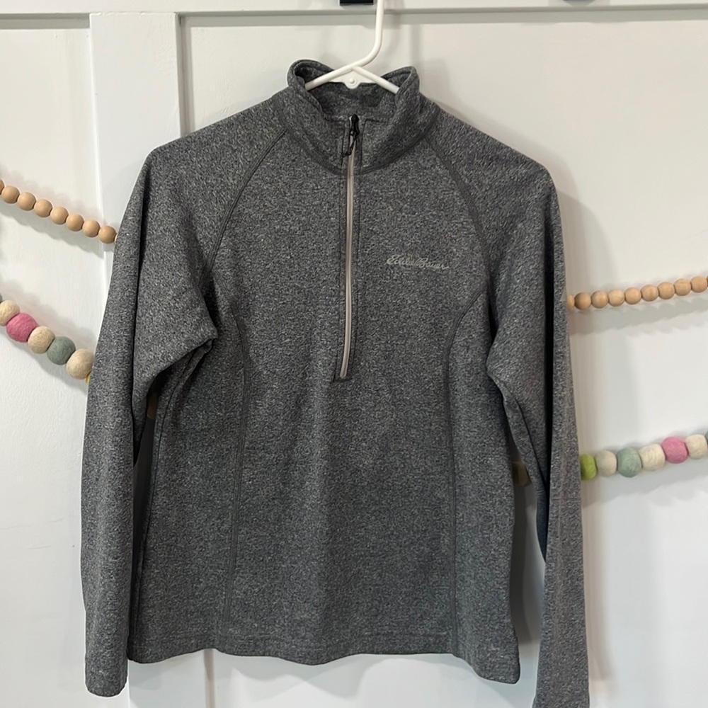 Grey Eddie Bauer Half Zip Sweater Small